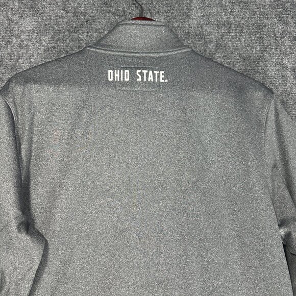 Scarlet & Gray Shirt Mens Medium 1/4 Zip Gray Long Sleeve Ohio State Authentic - Picture 8 of 8